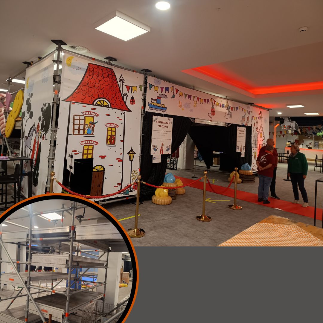 Tijdelijk klimparcours van stelling voor Sinterklaas event in Kinepolis Antwerpen